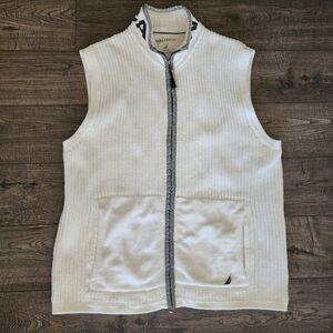 VTG Nautica Mens Vest Knit Textured Sweater Full Zip Size XL Sleeveless